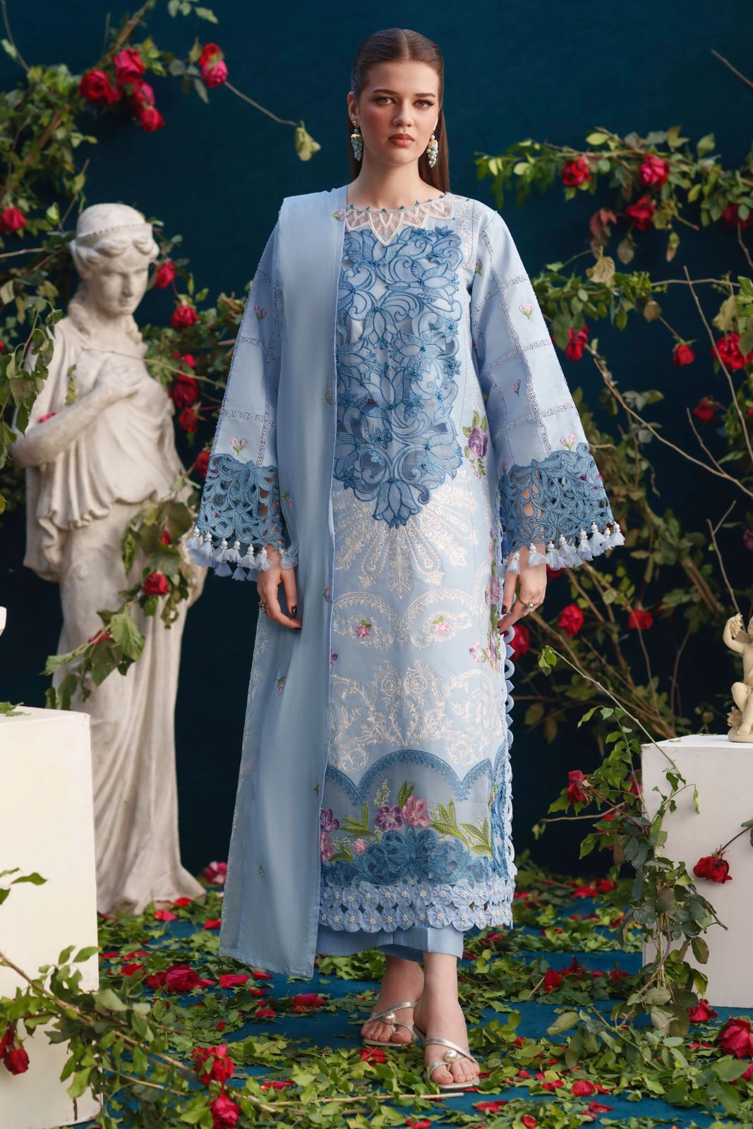 Premium Embroidered Unstitched 3-Pc Suit