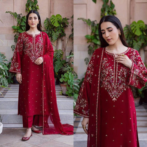 Unstitched Festive 3-Pc Suit