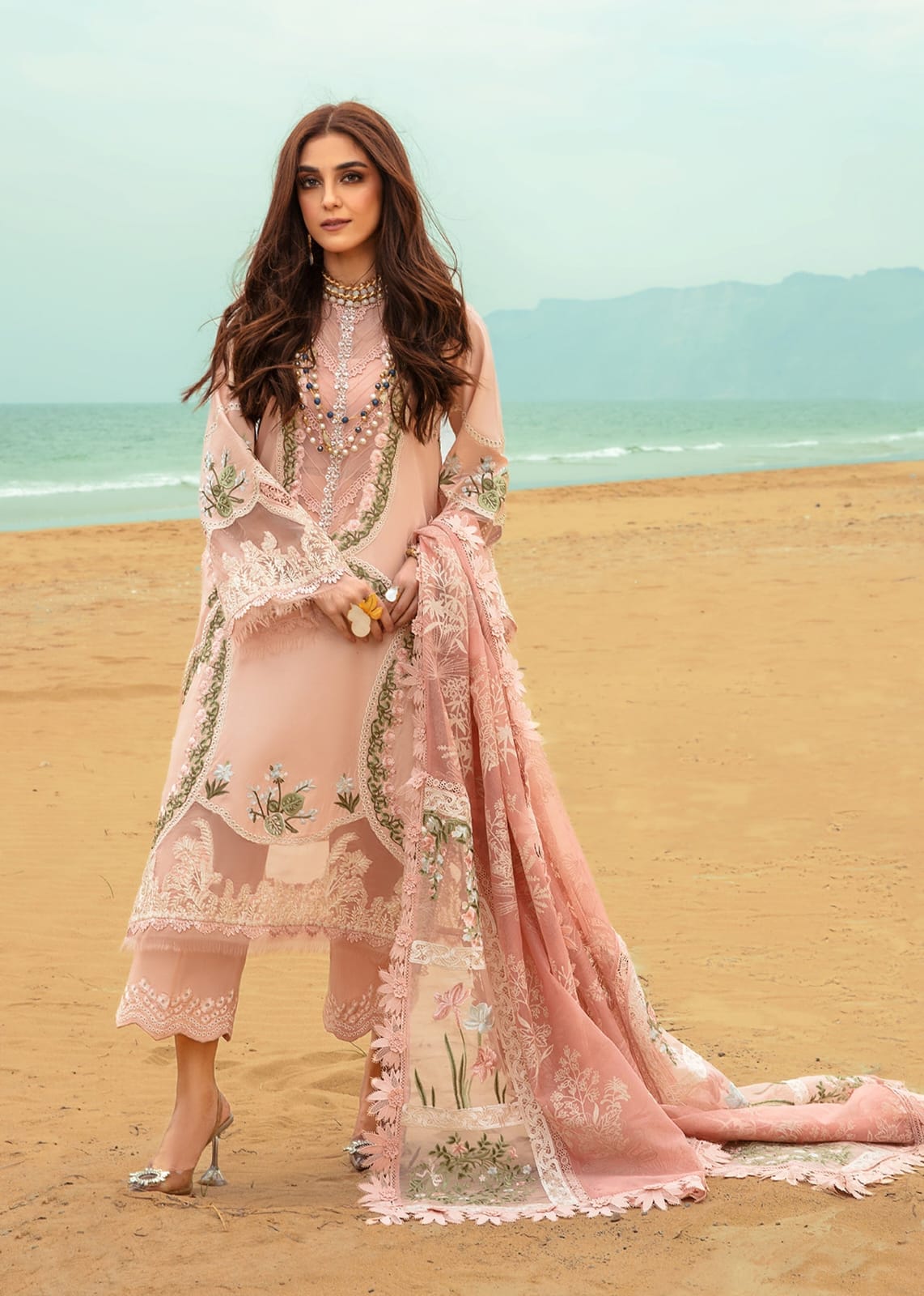 Unstitched Full Embroidery 3-pc Suit