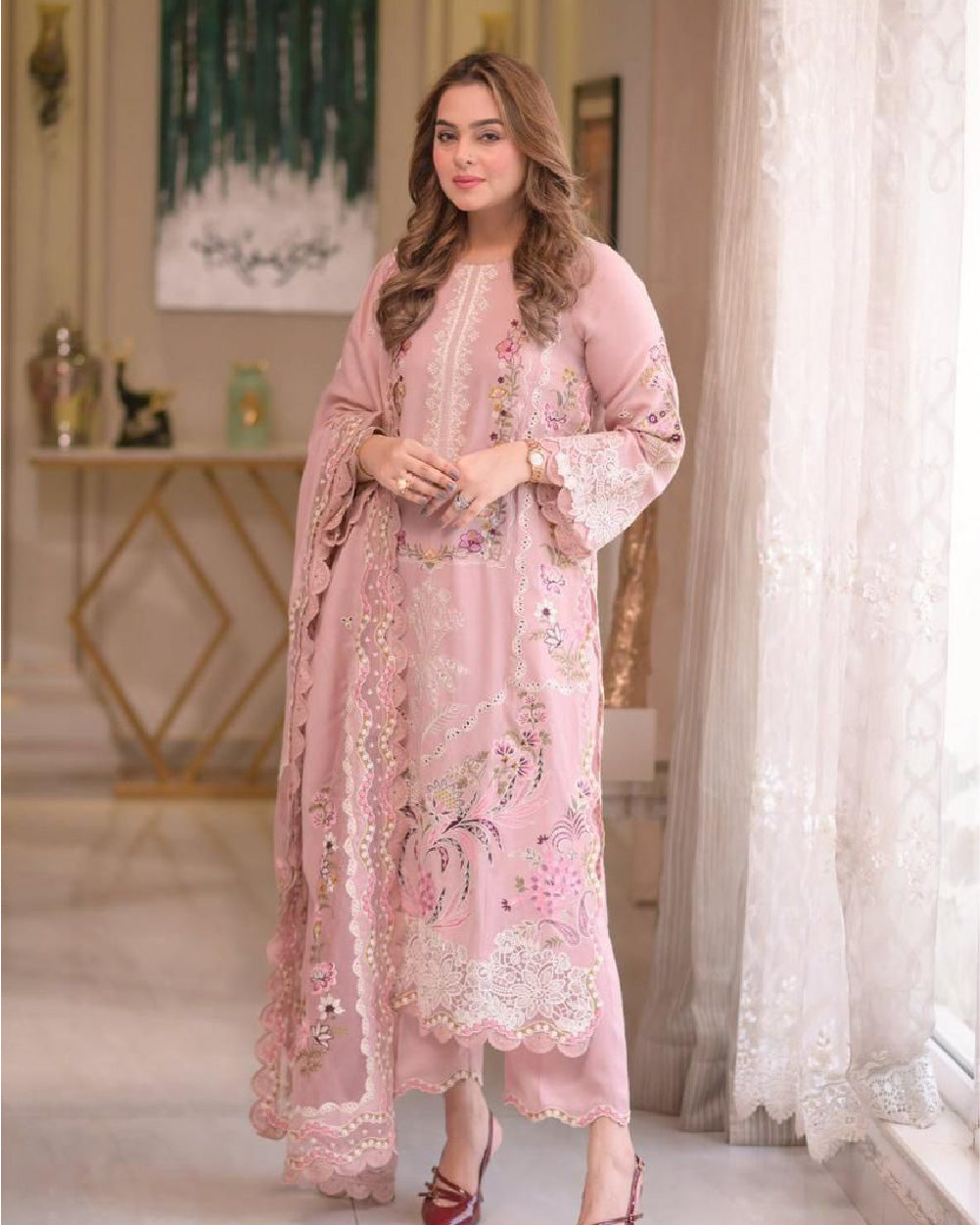 3-Piece Full Embroidery Lawn Suit