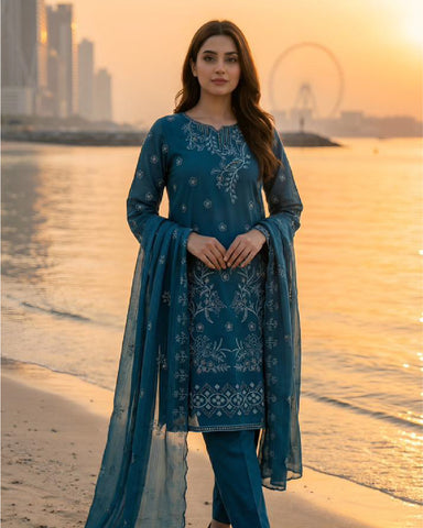 3-Piece Embroidery Lawn Suit